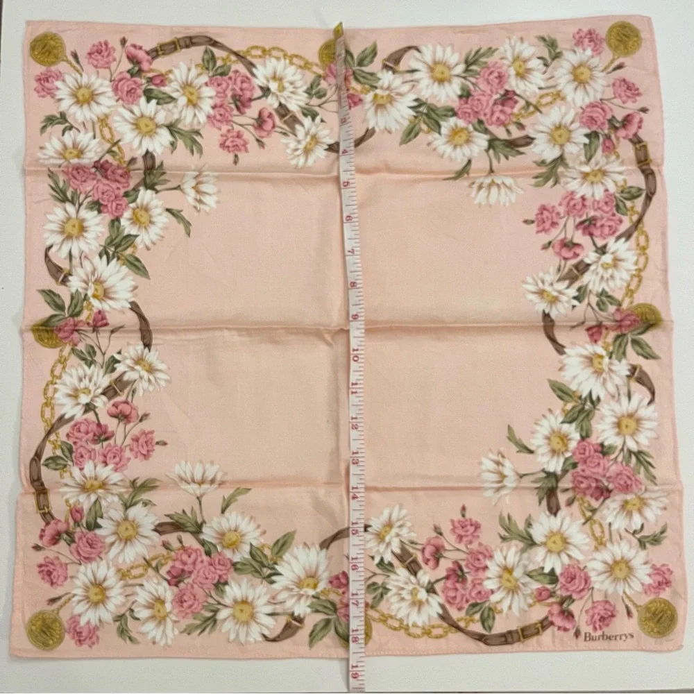 Vintage Burberrys Floral Cotton Handkerchief – Blush Pink - Picture 8 of 8